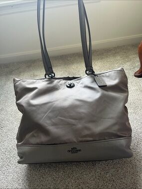 Coach Taupe Nylon and Leather Tote